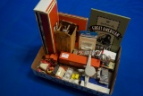 Box of assorted toys w/Marx RR Crossing Sign, Lost in Space Robot, Lionel Box, Semi, Texaco gas Pump