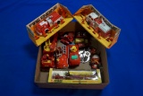 Box of over a dozen Fire Trucks & Toys