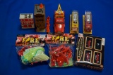 Box with Firefighter Figurines, Buildings, 4 pc. Am. Cruiser set & Fire Trucks