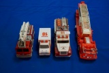Box w/4 Plastic Fire Trucks