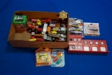 Assortment of used diecast Toys & Fire Station, Toy Fire Badge & others