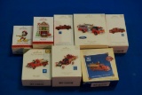 Box of 8 Fireman related Hallmark Christmas Ornaments