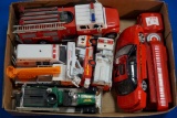 Box of 8 Fire/rescue Toys w/Ertl Bank & others