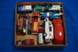 Box of 9 assorted used Fire/Rescue Toys w/1-Ertl Bank, 2-Matchbox & others