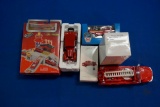 Box of 6 w/Signature Chief's Car from Greenwich, Hot Zone playset, Hallmark Fire Truck Ornament, Am.