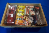 Box of Fire Engines including several LaFrance types, 5-Matchbox, others