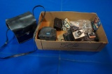 Box of Vintage Cameras including Colorburst 50, 4-Kodak Instamatics, Polaroid Square Shooter II & so