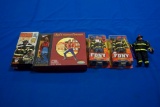 Box w/5-Fireman Figurines, 1-1850's Volunteer, 3-FDNY(2-bubble packed)1-NY's Bravest