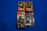 4-Firefighter Figurines, 3-FDNY Am. Bravest & 1-Emergency by Plan-B Toys