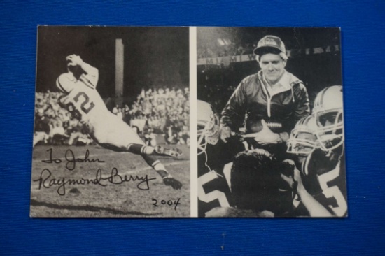 Autographed Raymond Berry (HOF) 4X6 Card inscribed " To John"
