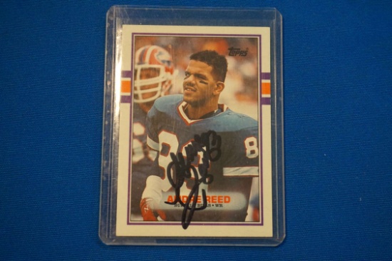 Andre Reed (HOF) Buffalo Bills Autographed Card 1989 Topps # 52. EXC+