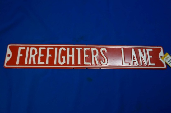 Fire Fighters Lane Painted Steel Sign