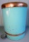 Retro Teal and Copper Metal Garbage Can
