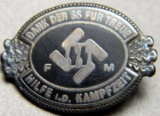 Two (2) Waffen SS FM Donation Membership Badges, German WWII