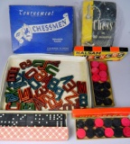 Grouping of Vintage Game Toys Chess and Checkers