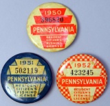 Grouping of Three Pennsylvania Resident Citizen's Fishing License