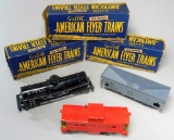 Three American Flyer Train Cars and Original Boxes