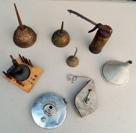 Various Small Tools and Vintage Oil Cans, Pickup Only