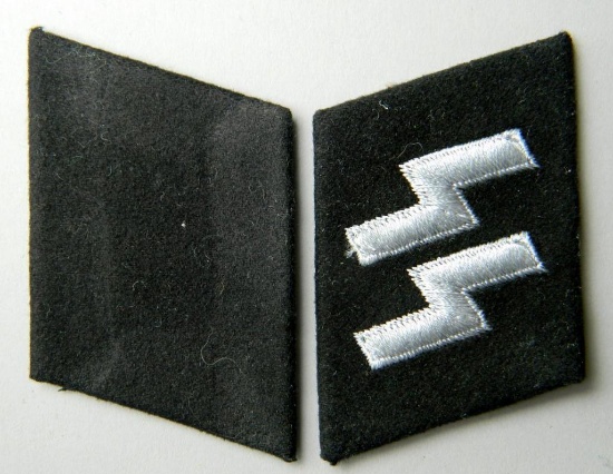 Pair of German World War II Waffen SS EM Runic Collar Tabs