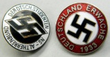 Studentbund Party Badge and Deutschland Erwache 1933 Party Badge, German WWII