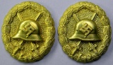 Two (2) Spanish Condor Legion Gold Wound Badges, German WWII