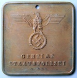 Geheime Staatspolizei Criminal Identification Disc, German WWII