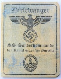 Waffen SS Dirlewanger SS Sonderkommando Soldier ID Booklet, German WWII