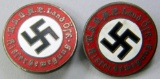 Two (2) Austrian Political NSDAP Party Lapel Membership Badges, German WWII