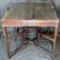 Antique Wooden Mahjong Table with Folding Legs