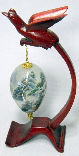 Bird Shaped Decorative Stand with Ornate Egg