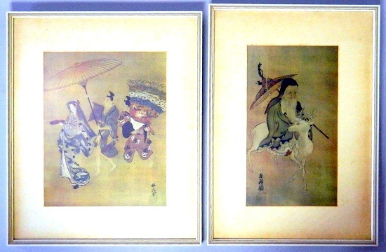 Pair of Japanese Pieces of Artwork, Framed