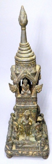Antique Bronze Tibetan Buddhist Stupa