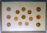 Framed Collection of Indian Circular Figural Artwork