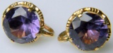 Vintage 14K Yellow Gold Screw-back Earrings with Sapphire Stones