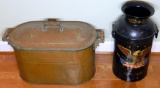 Copper Boiler and Vintage Painted Milk Can