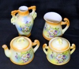 Made in Czechoslovakia Cream and Sugar, Teapot and Vase Set
