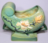 Circa 1940's Roseville USA Green Cornucopia Sleigh Vase, 183-6