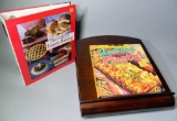 Two Hardcover Cookbooks and Swivel Book Stand