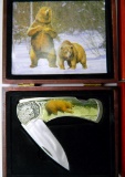 Two Collectible Folding Knives in Wooden Display Boxes