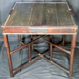Antique Wooden Mahjong Table with Folding Legs