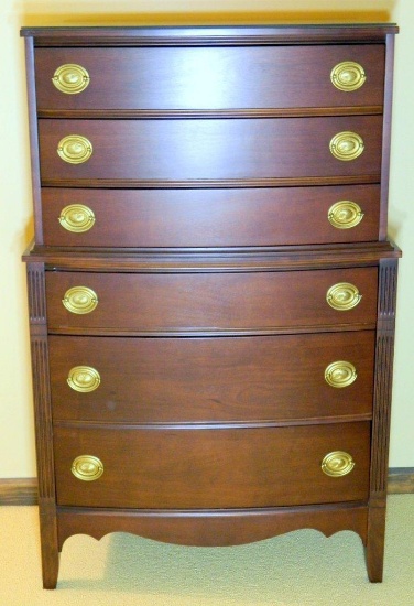 Bedroom Suite Including Matching Chest, Dresser, Nightstand, and Mirror - Glass Tops