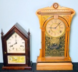 Two Antique Mantle Clocks, New Haven and Gilbert