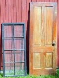 Vintage Wood Door and Eight Pane Glass Window