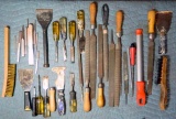 Wood Files, Scrapers, Chisels, and Brush Mixed Lot