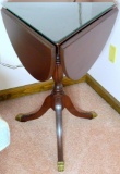 Triangular Table with Three Leaves and Custom Glass Top