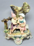 Royal Dux Bohemia Figure, Boy and Girl at Tree