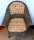 Antique Wicker Cushioned Chair