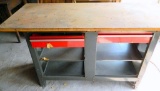 Work Bench with Metal Base and Wood Top