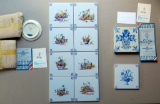 Grouping of Delft Porcelain Tiles and Decorative Dish