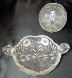Grouping of Crystal Decor, Double-handled Bowl, Globe Bowl, Two Oval Dishes